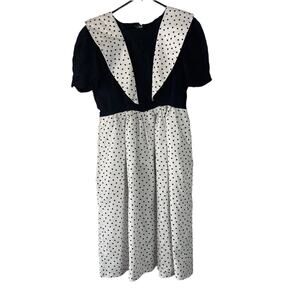 Halloween Women's Size Medium‎ Pin Up Black White Polka Dot Costume Dress